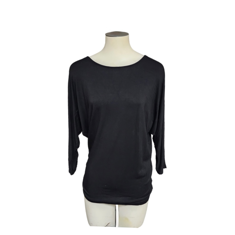 Stitch Fix Market & Spruce Women's Open Back 3/4 Length Sleeve Black Shirt Sz M